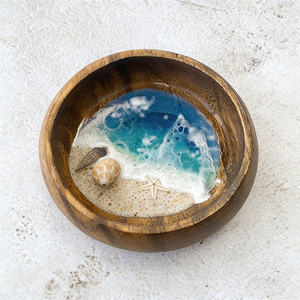 Bol décoratif en résine fait main, thème océan, micro-monde marin peint à la main, pour la décoration de table et l'exposition - Product Image 1
