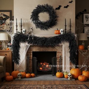 Guirlande d'aiguilles de pin artificielles noires Yingrunlong pour Halloween, 200 cm+, pour décorations intérieures et extérieures - Product Image 1