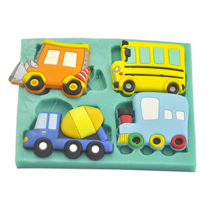 Fondant Silicone Mold Rectangle Reusable Cake Decorating Supplies Themed Party Buses Airplanes Trains Chocolate Baking Molds - Product Image 3