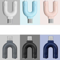 Adaptateur répartiteur de microphone et casque Type-C (conception en U, ABS et alliage d'aluminium) pour téléphones portables, ordinateurs, ordinateurs portables, haut-parleurs
