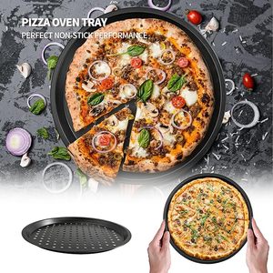Plaque à pizza perforée antiadhésive avec base en acier au carbone, idéale pour la cuisson de pizzas à croûte croustillante au <span class=keywords><strong>four</strong></span>, pour un usage domestique ou en restaurant - Product Image 5