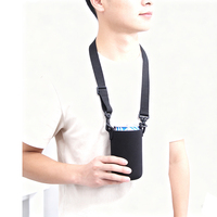 Refroidisseur de canettes de bière en néoprène personnalisé avec logo, pliable et souple, avec sangle de cou réglable, porte-boissons isolé