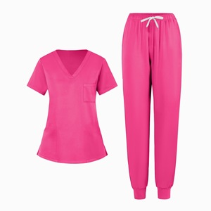 Women V-Neck <b>Scrub</b> Set Moisture Wicking Knitted Split Uniform Hospital Workwear <b>Clothes</b> Size S XXL - Product Image 5