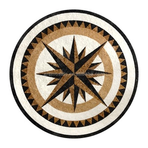 Mosaico de mármol con diseño floral de piedra natural de Foshan, mural con forma de medalla para entrada, patrón personalizado, baldosas de rompecabezas marrones para suelo. - Product Image 6