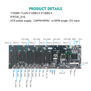 Piesia Industrial Motherboard 8*PCIE 16X Slot LGA 1150 B85 <span class=keywords><strong>DDR3</strong></span> 16 GB SSD i3-i5-i7/Pentium/Celeron Computer GPU Motherboard - Product Image 6
