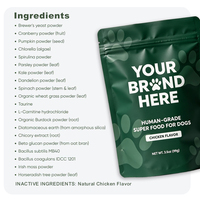 Poudre Super Greens pour chiens sous marque privée – Complément multi-bénéfices pour animaux de compagnie pour l'haleine fraîche, le soutien des hanches et comme complément alimentaire