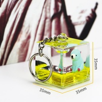 Porte-clés flottant personnalisé en PMMA Aqua Novelty avec logo, motif animalier du zoo, mouvement liquide, huile et eau, avec ours polaire flottant