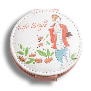 Custom logo Full Printing Cute Fashion Foldable Portable Mini Leather Mirror for Gift or Bag Decoration