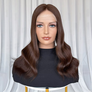 Chinese Human Hair Natural <b>Brown</b> Wavy 8x10'' Base Lace Topper With Machine Weft Back For Hair Loss Mini Lace <b>Wig</b> - Product Image 5