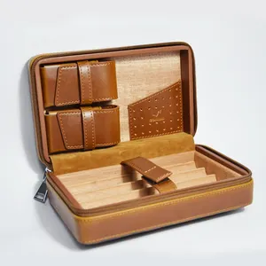 Portable Humidor Modern Design Leather Humidor Waterproof Leather Cigar Accessories