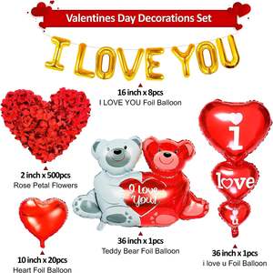 Palloncini per feste di San Valentino impostati "ti amo" e cuore rosso per esprimere <span class=keywords><strong>amore</strong></span> e romanticismo - Product Image 2