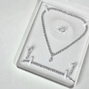 Vietnam Factory High Quality Bridal Moissanite Jewelry <b>Set</b>-Y-Necklace Earrings <b>Bracelet</b> & Ring - Silver/ Rose/ Gold plated - Product Image 1