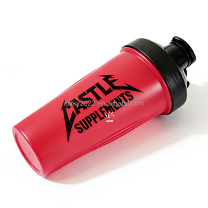 Botella agitadora de agua con taza de proteína de gimnasio sin BPA con impresión personalizada de 600ML CON MEZCLADOR MOQ bajo tapa negra y coctelera con tapa roja - Product Image 5