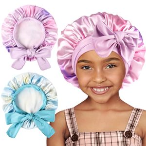 Bonnets pour enfants Logo personnalisé Enfant Tie Dye <span class=keywords><strong>Bonnet</strong></span> en satin pour tout-petits Bling <span class=keywords><strong>Bonnet</strong></span> de luxe pour bébé pour filles garçons - Product Image 1