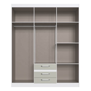 Armoire de style moderne ESSENTIAL 6 portes 3 tiroirs Meuble de chambre en bois Panneaux de particules Revêtement verni céramique Blanc/Cristalo - Product Image 3