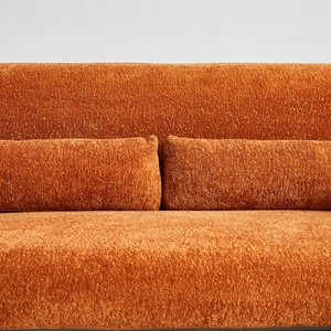 Modern LoveSeat Square Fabric <b>Couch</b> Cushion Back Upholstered Wooden Frame <b>Small</b> Spaces Living Room Apartment Villa Orange Set - Product Image 3