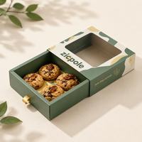 Boîte en carton personnalisée avec languette à ruban pour biscuits, chocolats, et emballage à emporter pour coupes de sauce, avec fenêtre transparente