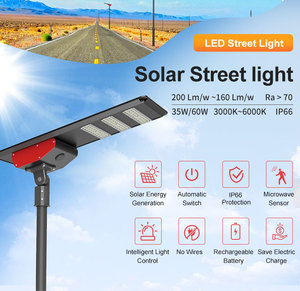 Farola Solar Todo en Uno de 60W LED de Aluminio IP65 Impermeable para Exteriores, Jardín, Luz Diurna 5000K - Product Image 1