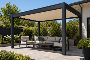 Pergola à lames orientables intelligente et dimmable de luxe Série C RK-C2, pour jardin privé, pavillon d'ombrage relaxant et d'ambiance - Product Image 5