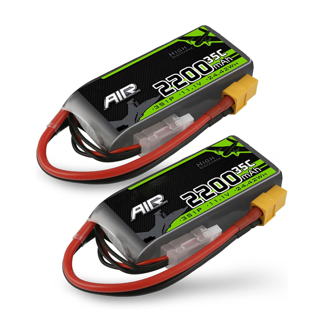 3s Lipo Battery 35C (Burst 70C) 2200mAh 11.1V Lipo Battery with XT60 Connector for Airplane RC Quadcopter FPV Drone(2pcs)