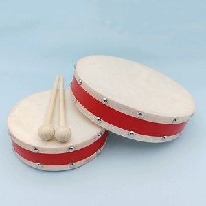 Wholesale Red Strap Rivet Wooden Hand <b>Drum</b> Synthetic Sheepskin Surface Frame <b>Drum</b> With Wooden Mallet For Performance - Product Image 2