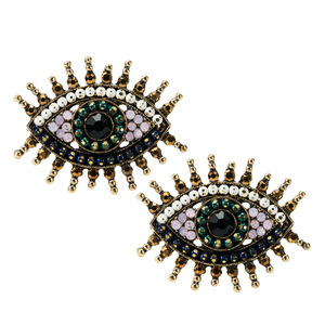 Bijoux de déclaration perles complètes cristal chanceux mauvais yeux boucles d'oreilles diamant noir strass globe oculaire Dangle boucle d'oreille pour femmes - Product Image 4