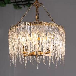 OEM Salle de séjour Hôtel Villa Plafond Cascades de glace Pendentif rond Lumières lustres en cristal plafond de luxe - Product Image 5