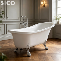 Baignoire autoportante à pattes en acrylique blanc au design moderne, avec caractéristiques écologiques, pour salle de bain d'hôtel