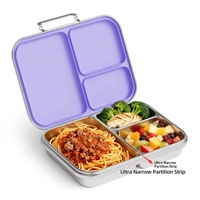Boîte à lunch en acier inoxydable Bentobox, 3 compartiments, Lonchera, anti-fuite, 304, boîte de rangement alimentaire en métal isolée pour adultes et enfants