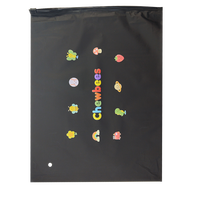Sac de rangement à fermeture éclair noir imprimé sur mesure, design de dessin animé mignon, organisateur en plastique PE pour les jouets des enfants, les vêtements, les articles quotidiens