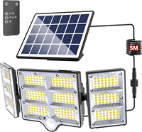 Nouveaux projecteurs solaires à LED avec détecteur de mouvement pour l'extérieur, avec télécommande, 3 modes pour jardin, patio et garage