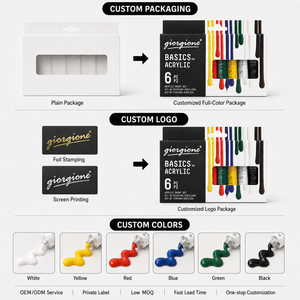 Pintura acrílica Giorgione en tubo de 22 ml, servicio de embalaje personalizado de fábrica para pedidos al por mayor, kit de pintura acrílica artística. - Product Image 4