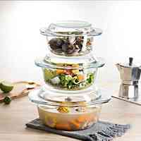 Bol en verre borosilicate de haute qualité, résistant à la chaleur, avec couvercle, pour four et micro-ondes, idéal pour soupes et salades - Vente en gros