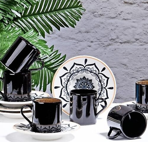 Арабские кофейные чашки для Ближнего Востока, индивидуальная кофейная чашка, фарфоровая новая посуда, 90 мл, набор кофейных чашек и блюдца - Product Image 1