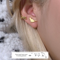 Pendientes de tuerca de cobre de lujo con orejas de gato, cepillados, exquisitos y versátiles, para fiestas y uso diario, joyería de moda para mujer OEM/ODM