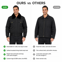 Veste bomber d'hiver pour homme OEM, col en fausse fourrure amovible, matelassée, isolée, rembourrée, coupe-vent, chaude, veste de travail, logo personnalisé