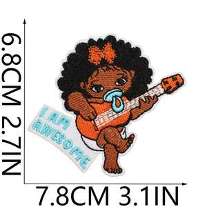 Patchs brodés thermocollants écologiques pour bébés, motif petite fille noire mignonne, Jour de l'Indépendance, pour la décoration des vêtements de bébé - Product Image 6