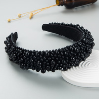 Serre-tête artisanal perlé à la main, orné de perles d'imitation éblouissantes, en éponge, multicolore et large, pour femmes, salon et soirée
