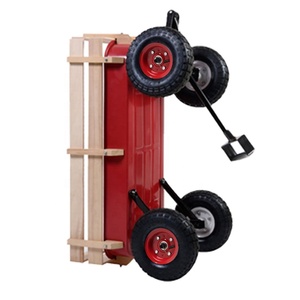 Carro <span class=keywords><strong>de</strong></span> acero clásico para niños, carro <span class=keywords><strong>de</strong></span> <span class=keywords><strong>madera</strong></span> para playa, jardín, patio, carro infantil <span class=keywords><strong>con</strong></span> rueda neumática todo terreno - Product Image 3
