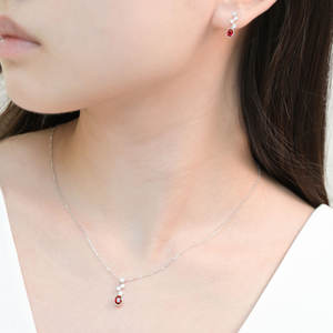 Nouveaux produits : Parure de bijoux artisanaux en rubis rouge sang de pigeon, or blanc massif 18 carats, pendentif et collier avec diamants naturels véritables - Product Image 3