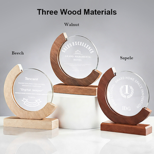 بالجملة جوائز كأس كريستال خشبية فارغة مخصصة جوائز المنافسة النقش بالجملة لأحداث الشركات - Product Image 3
