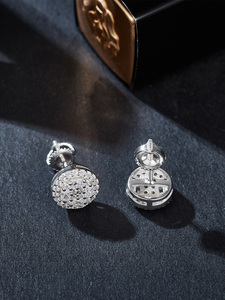 <span class=keywords><strong>Boucles</strong></span> <span class=keywords><strong>d</strong></span>'<span class=keywords><strong>Oreilles</strong></span> de Luxe en Argent Sterling 925 et Moissanite, Taille Ronde et Baguette, Serties de Paillettes, Motif Floral, pour Hommes et Femmes - Product Image 4