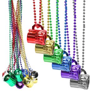 Collier de perles Mardi Gras de 33 pouces avec mini verre à bière en forme de mug - Couleurs assorties pour la <span class=keywords><strong>Saint</strong></span>-<span class=keywords><strong>Patrick</strong></span> - Product Image 2