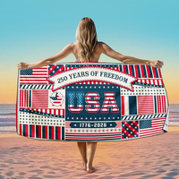 Serviette de plage microfibre patriotique USA 250e anniversaire 2026, impression par sublimation personnalisée, vente chaude