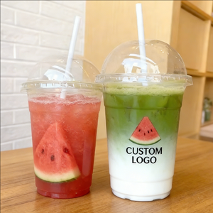 Innovative Clear <b>Plastic</b> Disposable Juice <b>Cups</b> with Covers 12oz 16oz 20oz Capacity for Cold <b>Drinks</b> - Product Image 1