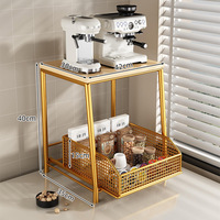 Étagère à café en métal empilable à 2 niveaux, meuble de rangement, table de bar, support pour sachets de thé, pain, desserts, capsules de café, tasses