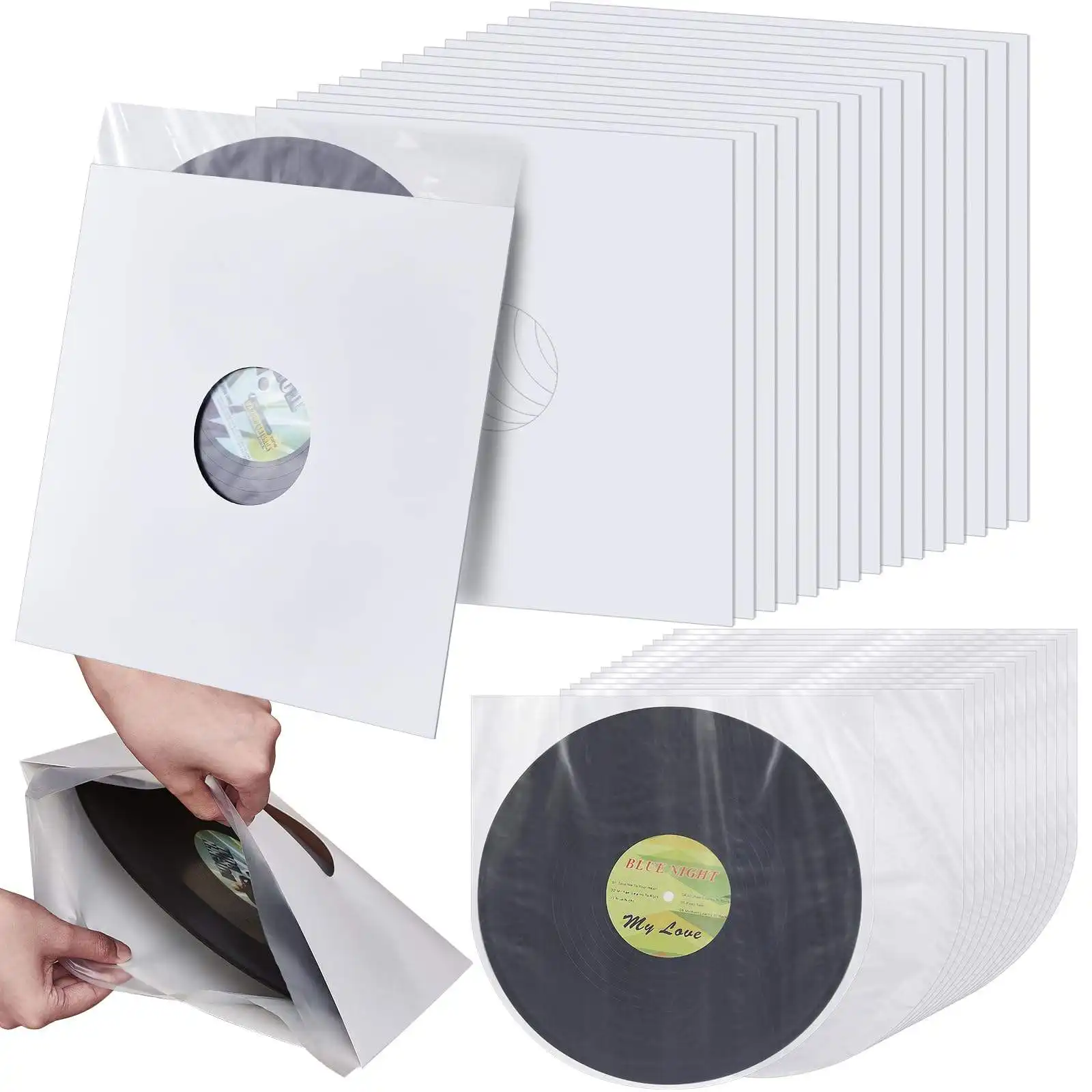 Protective Inner Sleeves for Single 12 Inch Vinyl Record Albums Poly Vinyl Sleeve Storage Protects from Wear Scratch Dust