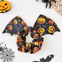 2026 Chouchous à cheveux pour femmes, motif toile d'araignée citrouille avec aile, décoration pour queue de cheval d'Halloween