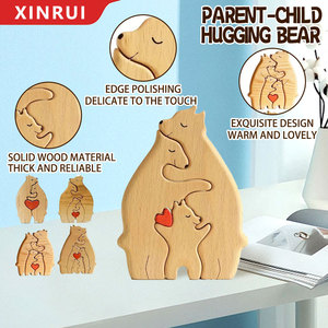 Ornamento Puzzle in Legno a Forma di Orso Carino, Regalo per la Festa del Papà, Intaglio in Legno Fai-da-Te, Orso che Abbraccia, Regalo per la Festa della Mamma - Product Image 2