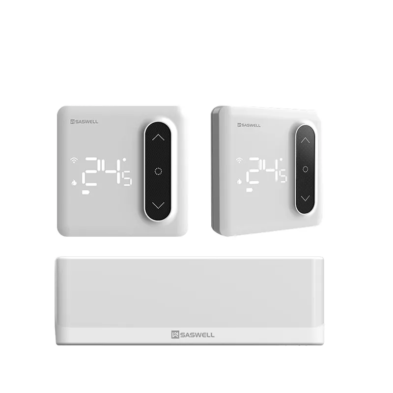 Kit de thermostat de pompe à chaleur sans fil intelligent SASWELL: centre de câblage + thermostat principal + thermostat esclave, personnalisé, OEM/ODM
